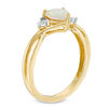 Thumbnail Image 1 of 6.0mm Heart-Shaped Lab-Created Opal and Diamond Accent Split Shank Ring in 10K Gold
