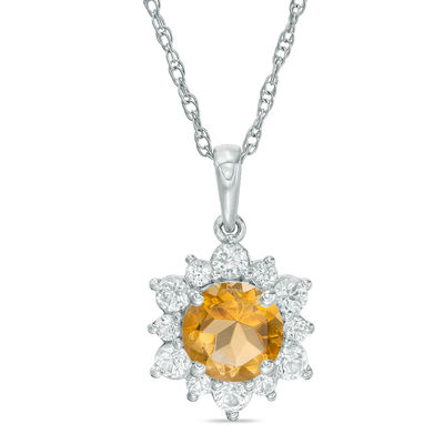 White Sapphire Sunburst Pendant 