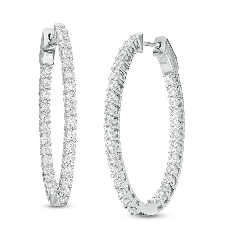 Main Image 1 of 3 CT. T.W. Diamond Inside-Out Hoop Earrings in 14K White Gold