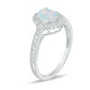 Thumbnail Image 1 of Oval Lab-Created Opal and 1/8 CT. T.W. Diamond Frame Vintage-Style Ring in 10K White Gold