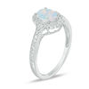 Thumbnail Image 2 of Oval Lab-Created Opal and 1/8 CT. T.W. Diamond Frame Vintage-Style Ring in 10K White Gold
