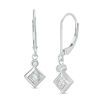 Thumbnail Image 1 of 1/8 CT. T.W. Princess-Cut and Round Diamond Drop Earrings in 10K White Gold