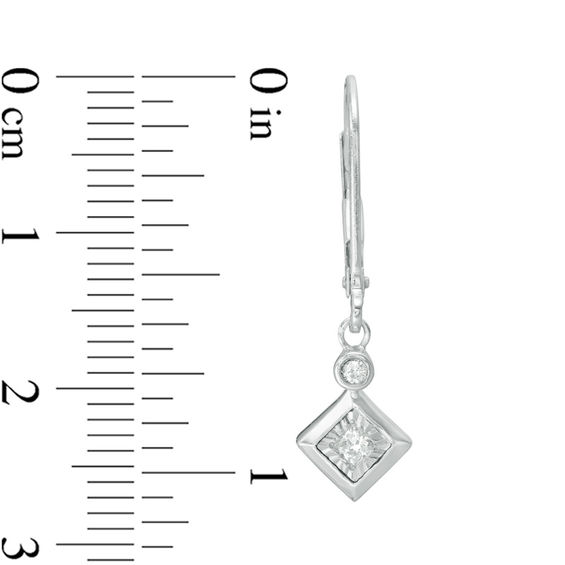 1/8 CT. T.w. Princess-Cut and Round Diamond Drop Earrings in 10K White Gold