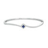Thumbnail Image 1 of Vera Wang Love Collection Princess-Cut Blue Sapphire and 1/5 CT. T.W. Diamond Bypass Bangle in Sterling Silver - 7.5"