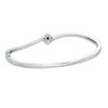 Thumbnail Image 2 of Vera Wang Love Collection Princess-Cut Blue Sapphire and 1/5 CT. T.W. Diamond Bypass Bangle in Sterling Silver - 7.5"