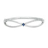 Thumbnail Image 0 of Vera Wang Love Collection Princess-Cut Blue Sapphire and 3/8 CT. T.W. Diamond Bangle in Sterling Silver - 7.5"