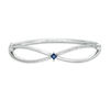 Thumbnail Image 1 of Vera Wang Love Collection Princess-Cut Blue Sapphire and 3/8 CT. T.W. Diamond Bangle in Sterling Silver - 7.5"