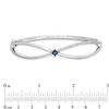Thumbnail Image 1 of Vera Wang Love Collection Princess-Cut Blue Sapphire and 3/8 CT. T.W. Diamond Bangle in Sterling Silver - 7.5"