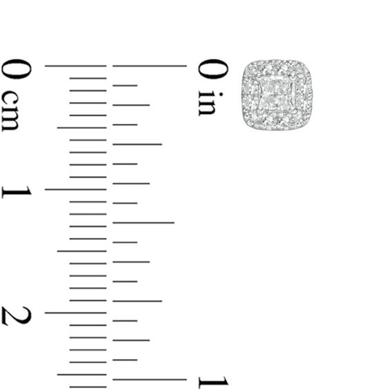 Vera Wang Love Collection 3/8 CT. T.w. Princess-Cut Diamond Frame Stud Earrings in 14K White Gold