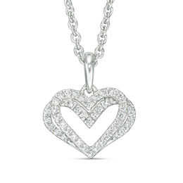 The Kindred Heart from Vera Wang Love Collection 1/10 CT. T.W. Diamond Mini Pendant in Sterling Silver - 19&quot;