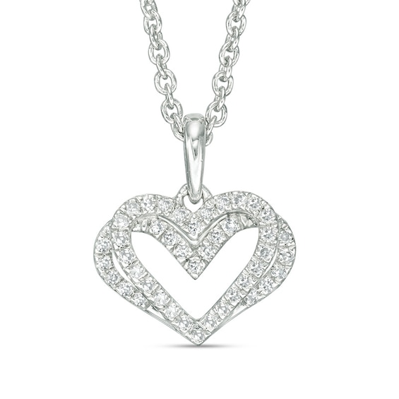 The Kindred Heart from Vera Wang Love Collection 1/10 CT. T.w. Diamond Mini Pendant in Sterling Silver - 19"