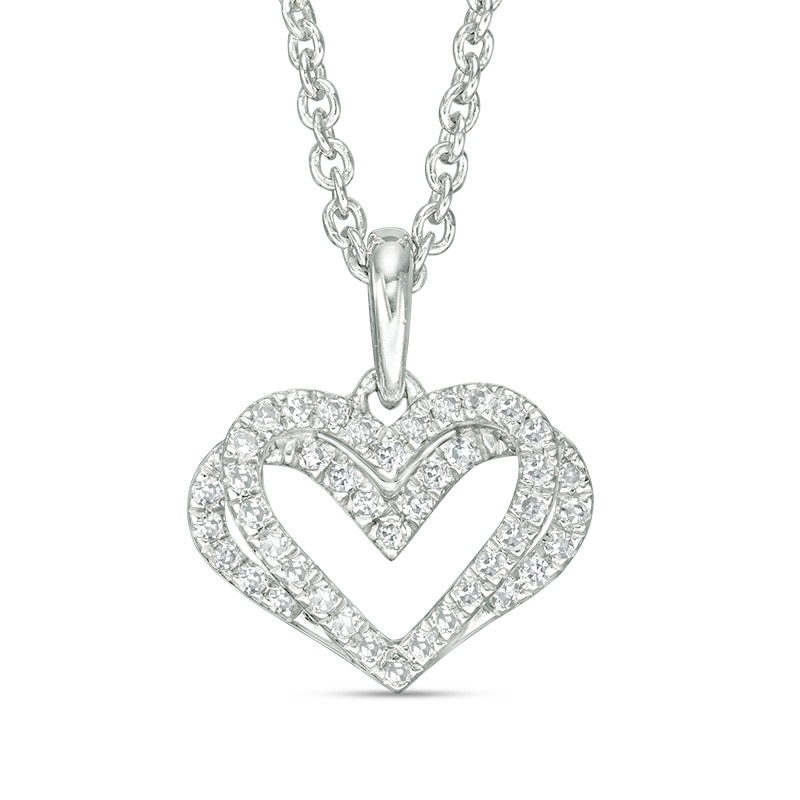 The Kindred Heart from Vera Wang Love Collection 1/10 CT. T.W. Diamond Mini Pendant in Sterling Silver - 19"