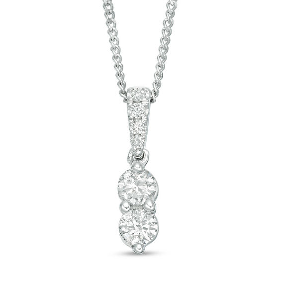 Ever UsÂ® 1/4 CT. T.w. Two-Stone Diamond Pendant in 14K White Gold - 19"