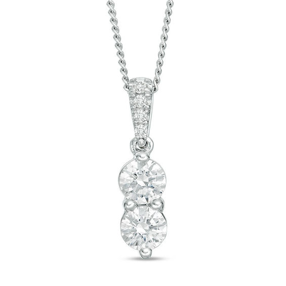 Ever UsÂ® 1/2 CT. T.w. Two-Stone Diamond Pendant in 14K White Gold - 19"