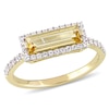 Thumbnail Image 1 of Sideways Baguette Citrine and White Sapphire Frame Ring in Sterling Silver with Yellow Rhodium