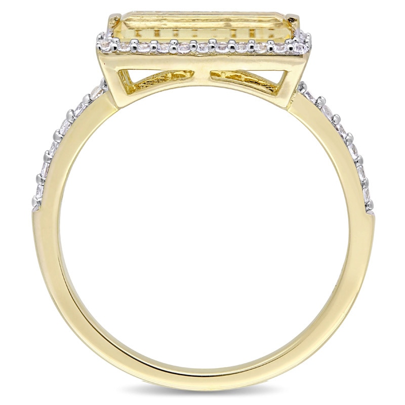 Main Image 3 of Sideways Baguette Citrine and White Sapphire Frame Ring in Sterling Silver with Yellow Rhodium