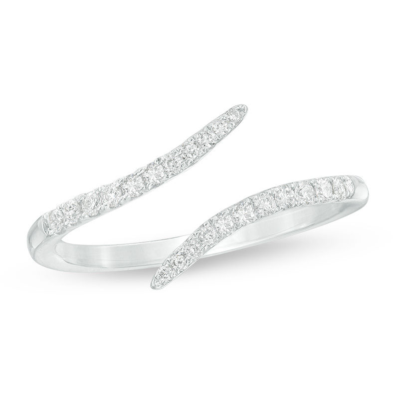 Main Image 1 of 1/5 CT. T.W. Diamond Bypass Wrap Ring in 10K White Gold