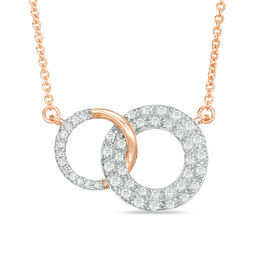 1/4 CT. T.W. Diamond Interlocking Circles Necklace in 14K Rose Gold