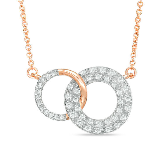 1/4 CT. T.w. Diamond Interlocking Circles Necklace in 14K Rose Gold
