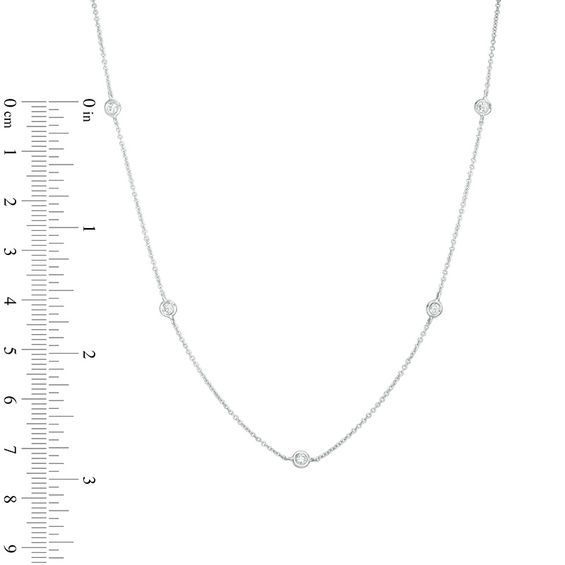 1/3 CT. T.w. Diamond Station Necklace in 14K White Gold
