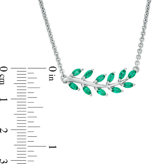 Marquise Lab-Created Emerald Vine Necklace in Sterling Silver - 17"