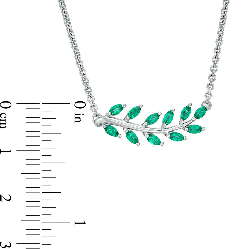 Main Image 3 of Marquise Lab-Created Emerald Vine Necklace in Sterling Silver - 17"
