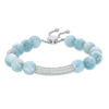 Thumbnail Image 1 of 10.0mm Aquamarine Bead and Lab-Created White Sapphire Bar Bolo Bracelet in Sterling Silver - 9.0"