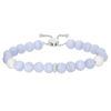Thumbnail Image 1 of 8.0mm Agate and Howlite Bead with Lab-Created White Sapphire Spacer Bolo Bracelet in Sterling Silver - 9.0"