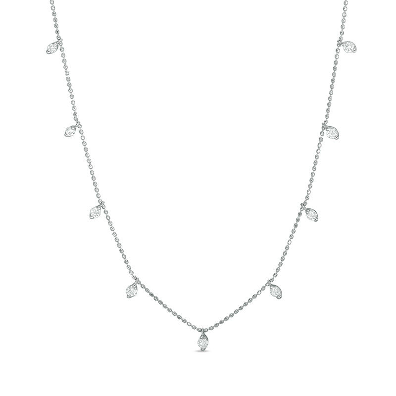 Main Image 1 of 1/2 CT. T.W. Diamond Station Necklace in 14K White Gold
