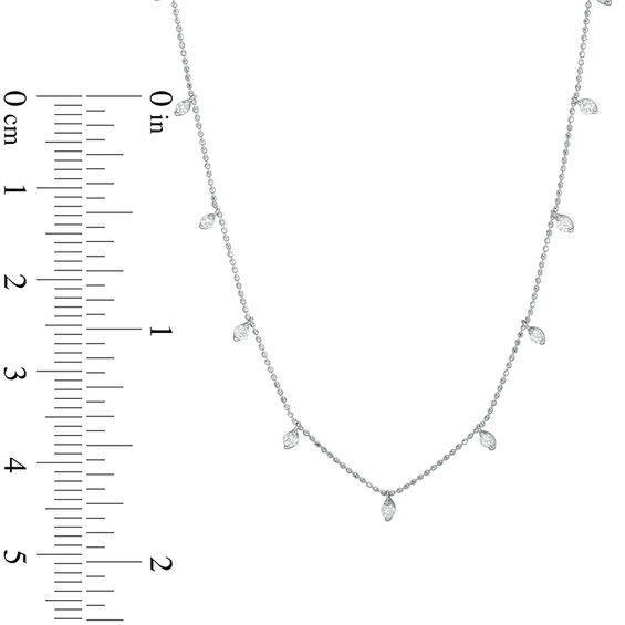 1/2 CT. T.w. Diamond Station Necklace in 14K White Gold