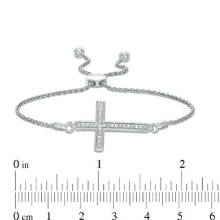 1/10 CT. T.W. Diamond Cross Bolo Bracelet in Sterling Silver - 8.0