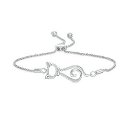 1/10 CT. T.W. Diamond Cat Silhouette Bolo Bracelet in Sterling Silver - 8.0"