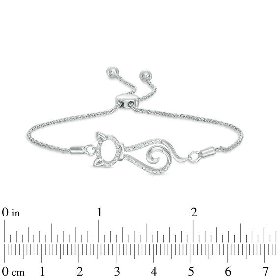 1/10 CT. T.w. Diamond Cat Silhouette Bolo Bracelet in Sterling Silver - 8.0"
