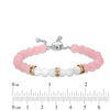 Thumbnail Image 2 of 6.0mm Mother-of-Pearl and Rose Quartz Inspirational Bead Bolo Bracelet in Sterling Silver and 10K Rose Gold - 9.0"