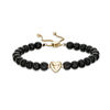 Thumbnail Image 1 of 6.0mm Faceted Black Agate Bead and Puff Heart Bolo Bracelet in 10K Gold - 9.0"