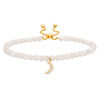 Thumbnail Image 1 of 4.0mm Mother-of-Pearl Bead and Lab-Created White Sapphire Moon Charm Bolo Bracelet in 10K Gold - 9.0"