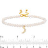 Thumbnail Image 2 of 4.0mm Mother-of-Pearl Bead and Lab-Created White Sapphire Moon Charm Bolo Bracelet in 10K Gold - 9.0"