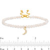 Thumbnail Image 1 of 4.0mm Mother-of-Pearl Bead and Lab-Created White Sapphire Moon Charm Bolo Bracelet in 10K Gold - 9.0"