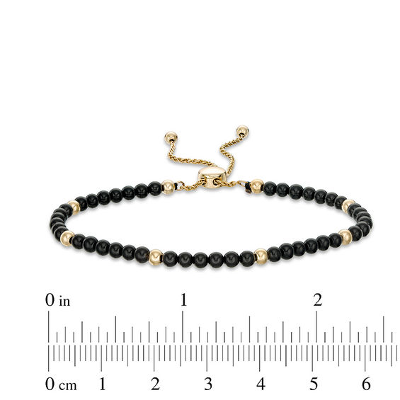 Onyx Bead Bolo Bracelet in 10K Gold - 9.0"