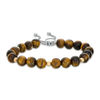 Thumbnail Image 1 of 8.0mm Tiger's Eye Bead Bolo Bracelet in Sterling Silver and 10K Gold - 9.0"