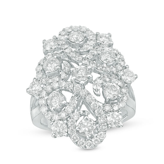2-1/2 CT. T.w. Diamond Filigree Swirl Ring in 14K White Gold