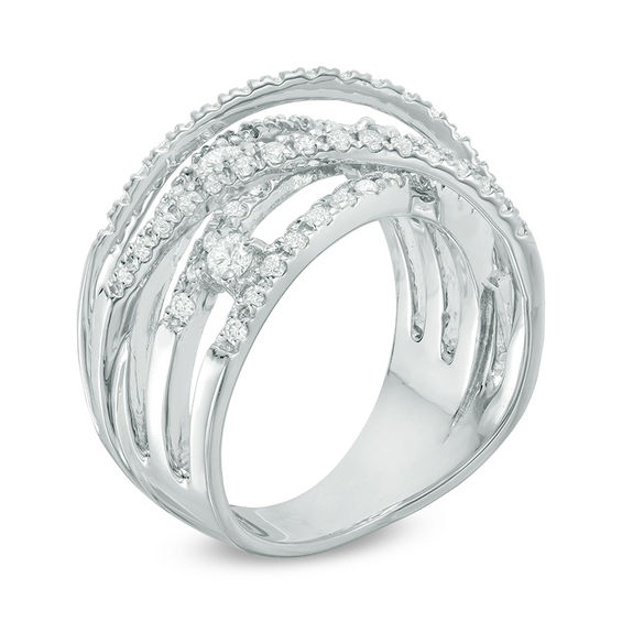 1 CT. T.w. Diamond Multi-Row Orbit Ring in 14K White Gold