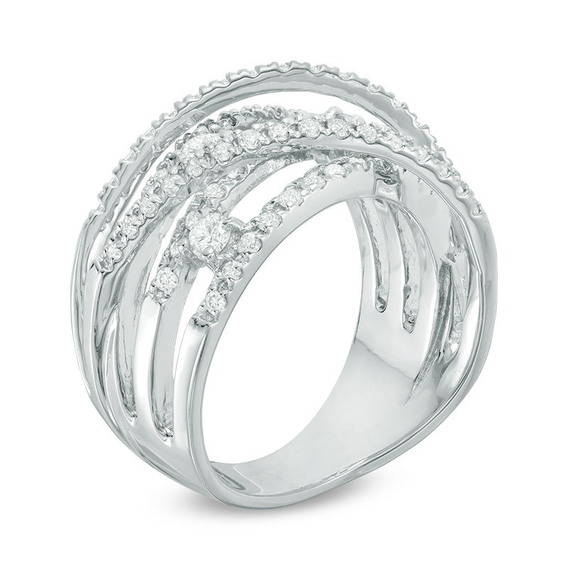 1 CT. T.W. Diamond Multi-Row Orbit Ring in 14K White Gold