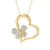 Thumbnail Image 0 of 1/8 CT. T.W. Diamond Butterfly Heart Pendant in 10K Gold