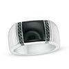 Thumbnail Image 1 of Men's 11.0mm Cushion-Cut Onyx and 1/3 CT. T.W. Black Diamond Ring in Sterling Silver
