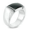 Thumbnail Image 2 of Men's 11.0mm Cushion-Cut Onyx and 1/3 CT. T.W. Black Diamond Ring in Sterling Silver
