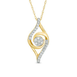 1/6 CT. T.W. Composite Diamond Swirl Marquise Pendant in 10K Gold
