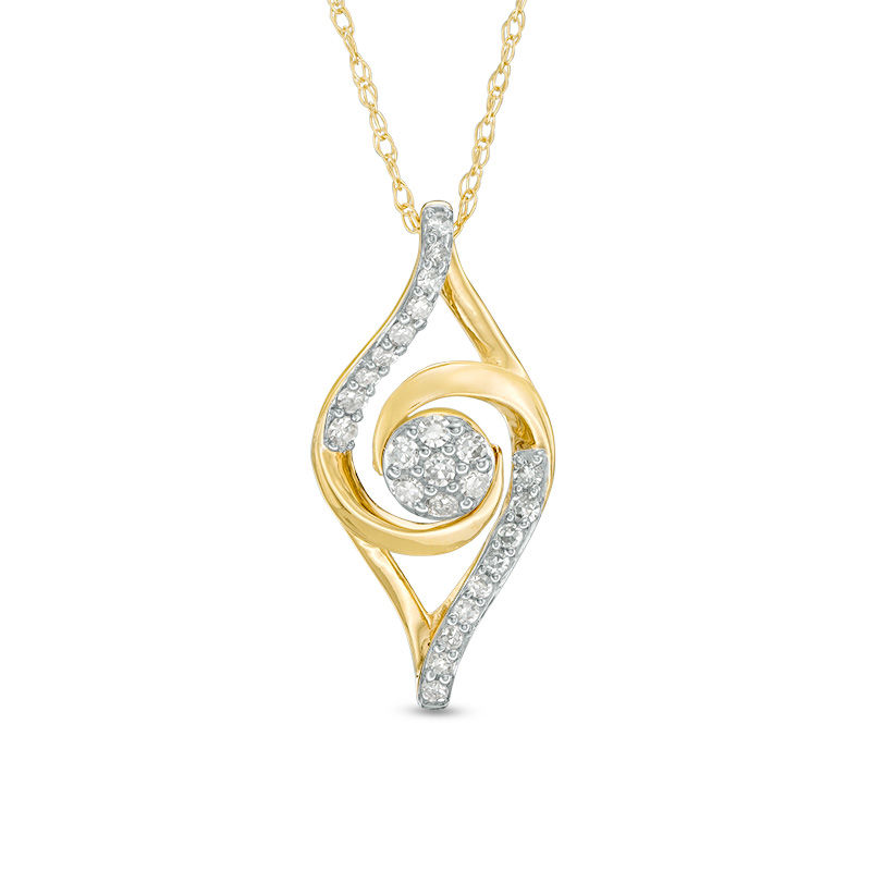 Main Image 1 of 1/6 CT. T.W. Composite Diamond Swirl Marquise Pendant in 10K Gold