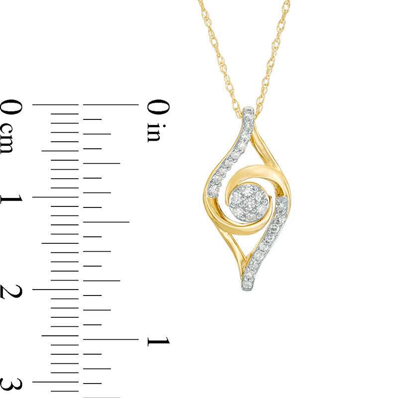 Main Image 2 of 1/6 CT. T.W. Composite Diamond Swirl Marquise Pendant in 10K Gold
