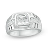 Thumbnail Image 0 of Men's 8.0mm Asscher-Cut Lab-Created White Sapphire Ring in Sterling Silver